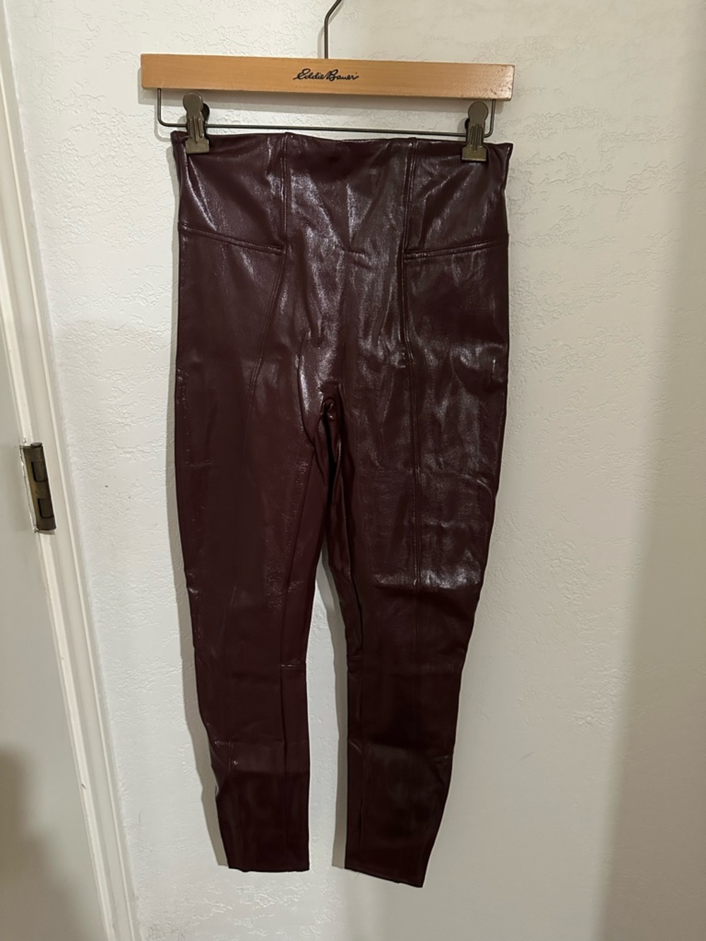 SPANX Faux Leather Leggings in Deep Wine